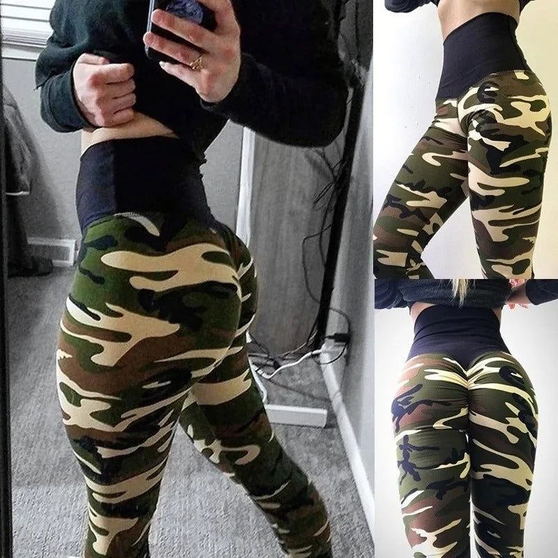 Leggings taille haute à motif camouflage