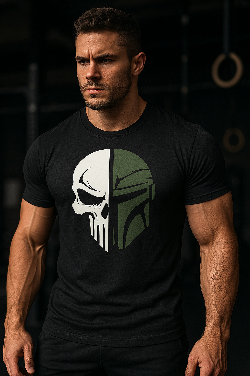 T-shirt Militaire avec Tête de Mort