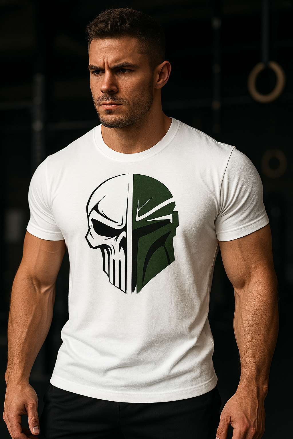 T-shirt Militaire avec Tête de Mort