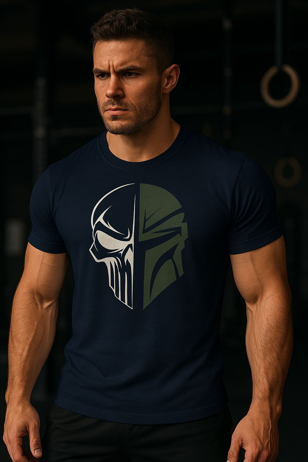 T-shirt Militaire avec Tête de Mort