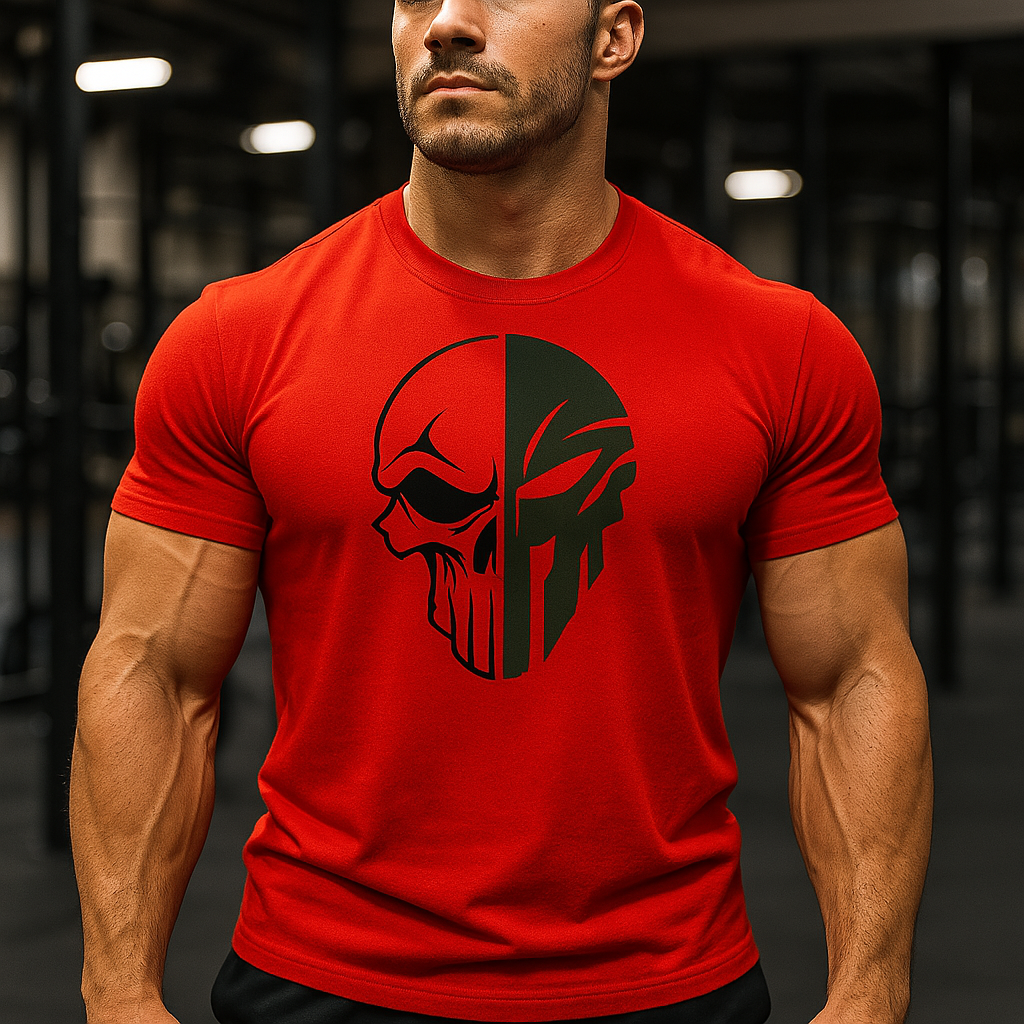 T-shirt Militaire avec Tête de Mort