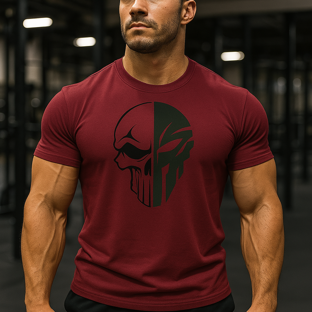 T-shirt Militaire avec Tête de Mort