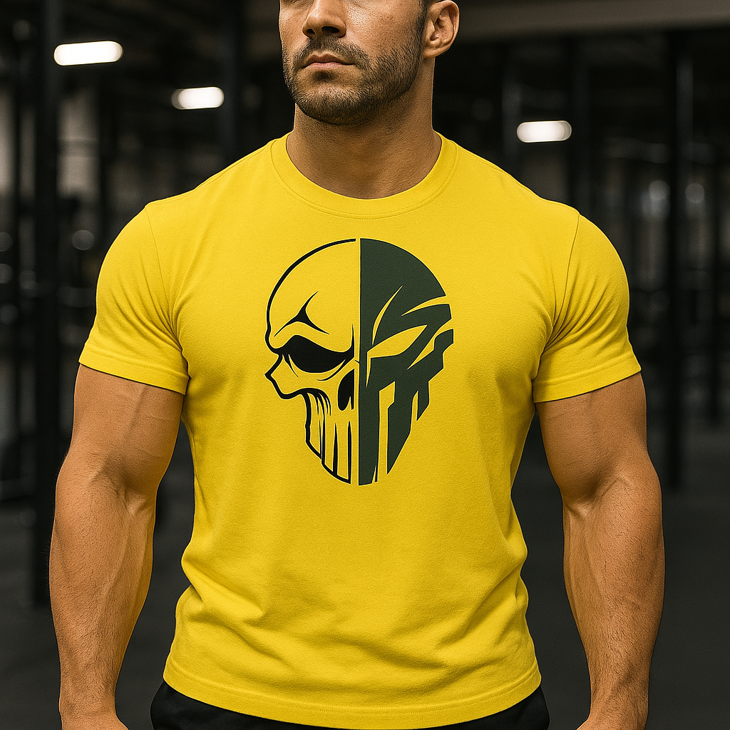 T-shirt Militaire avec Tête de Mort