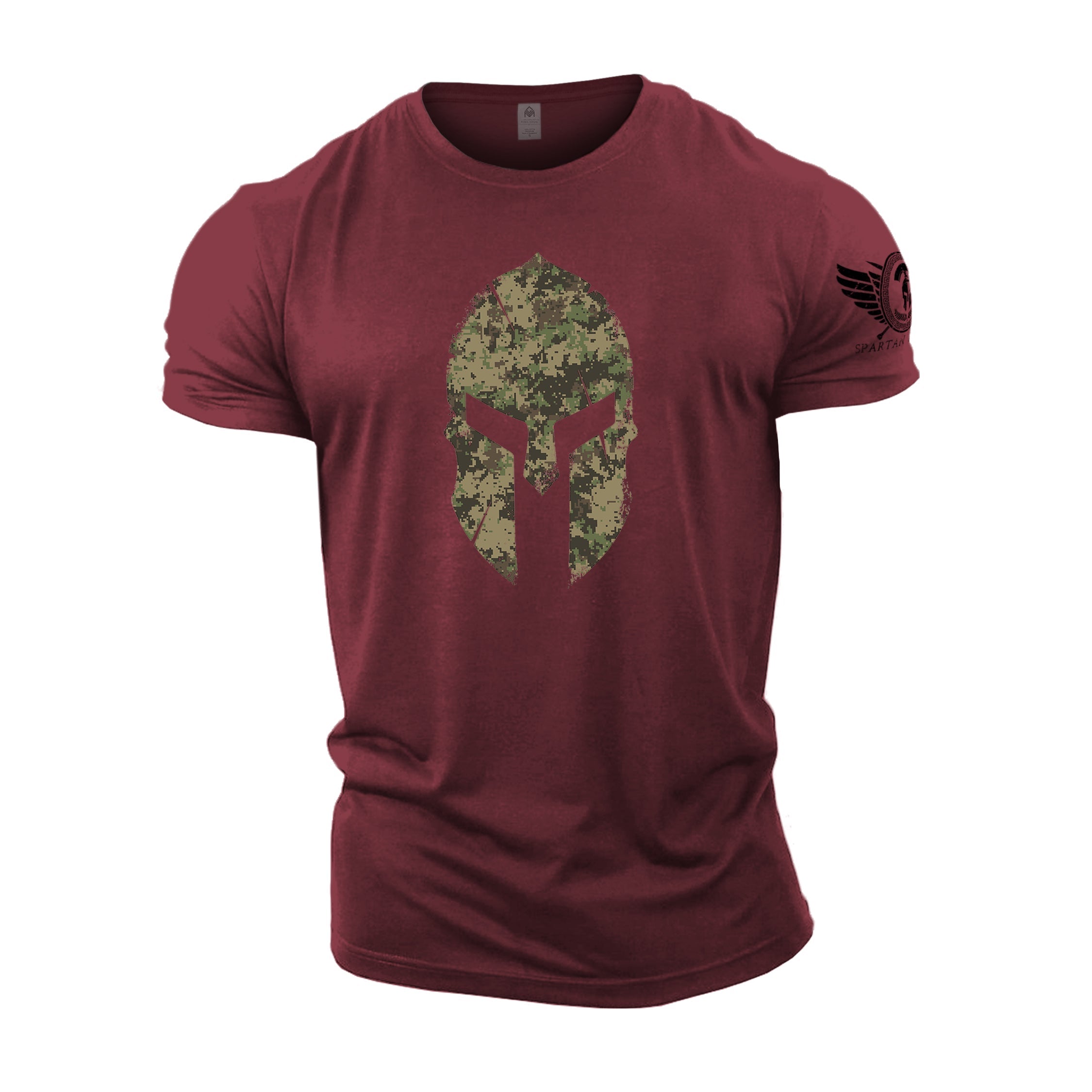 Spartan Helmet Woodland Camo - Gym T-Shirt