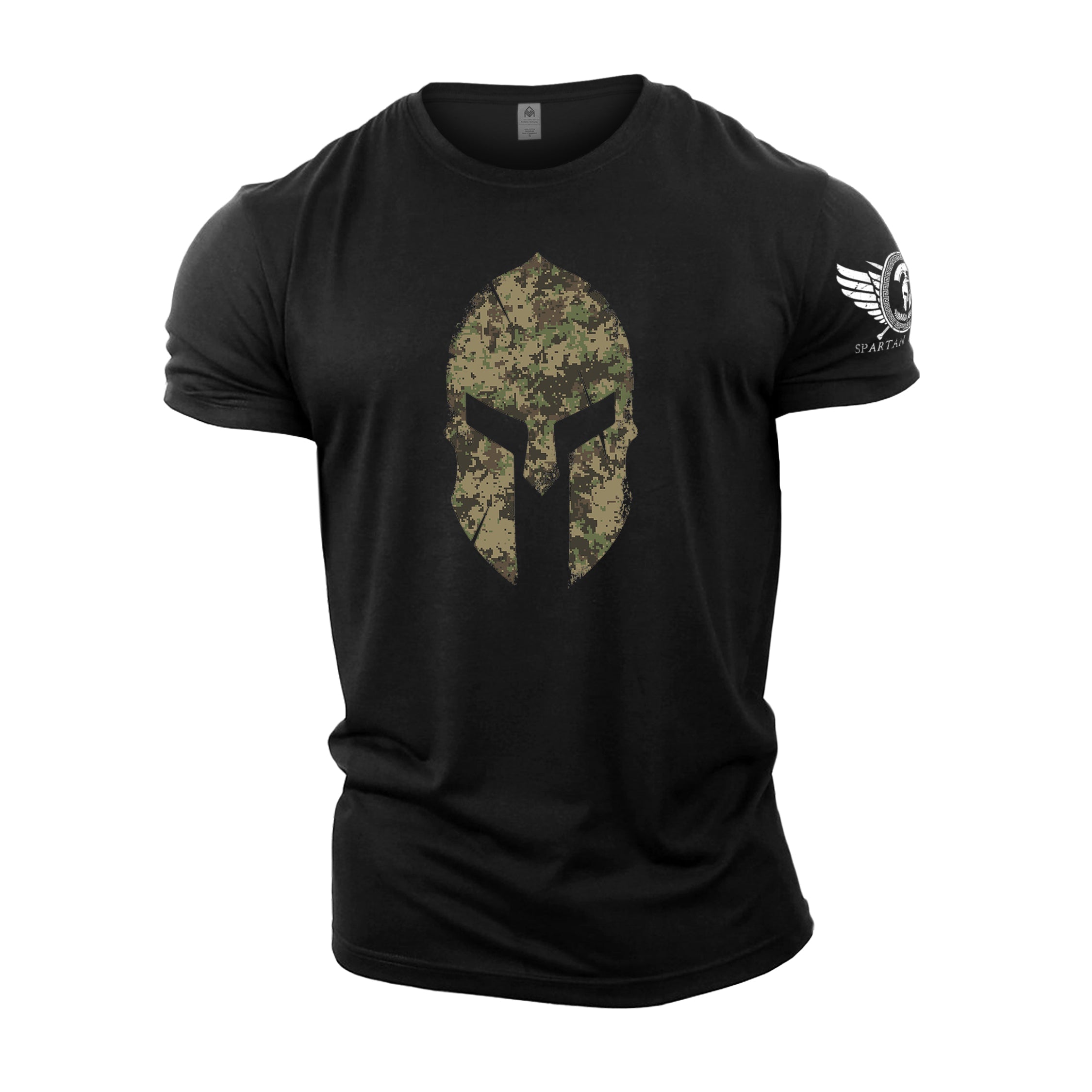 Spartan Helmet Woodland Camo - Gym T-Shirt