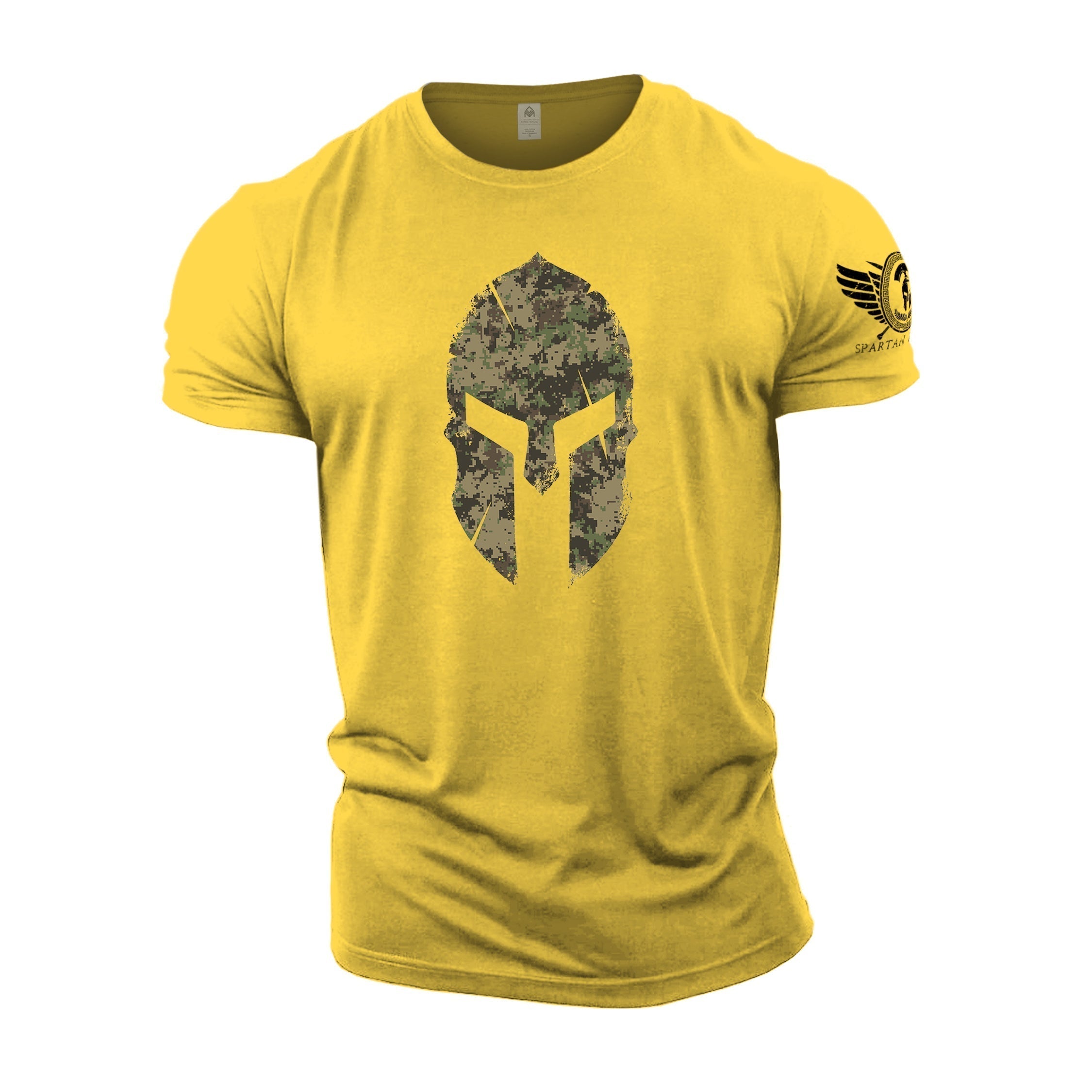 Spartan Helmet Woodland Camo - Gym T-Shirt