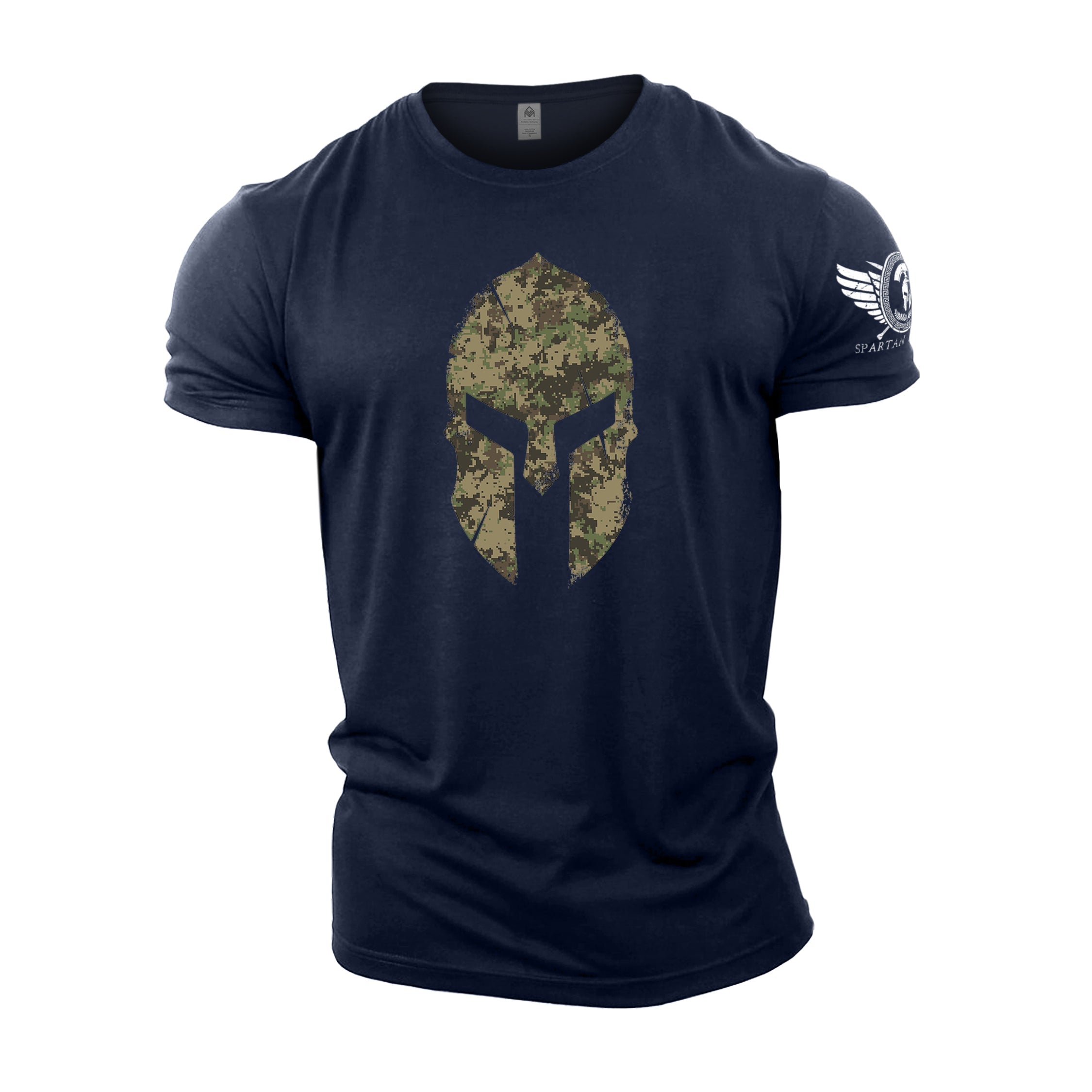 Spartan Helmet Woodland Camo - Gym T-Shirt