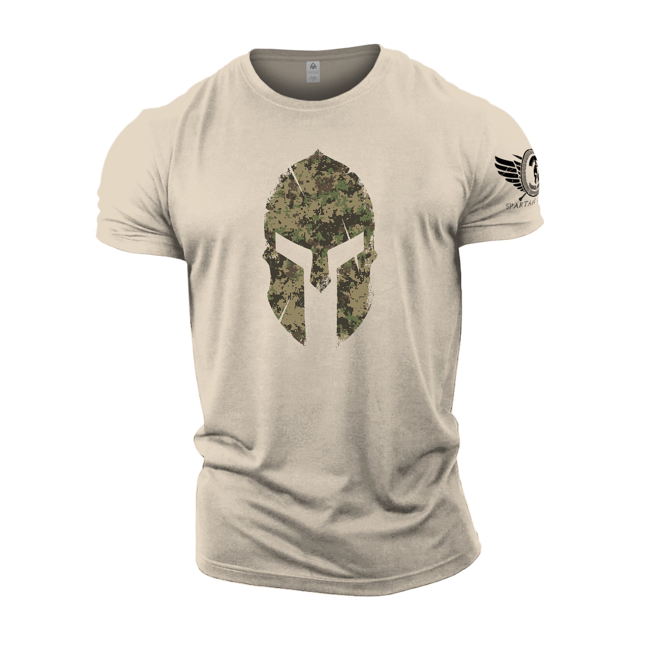 Spartan Helmet Woodland Camo - Gym T-Shirt