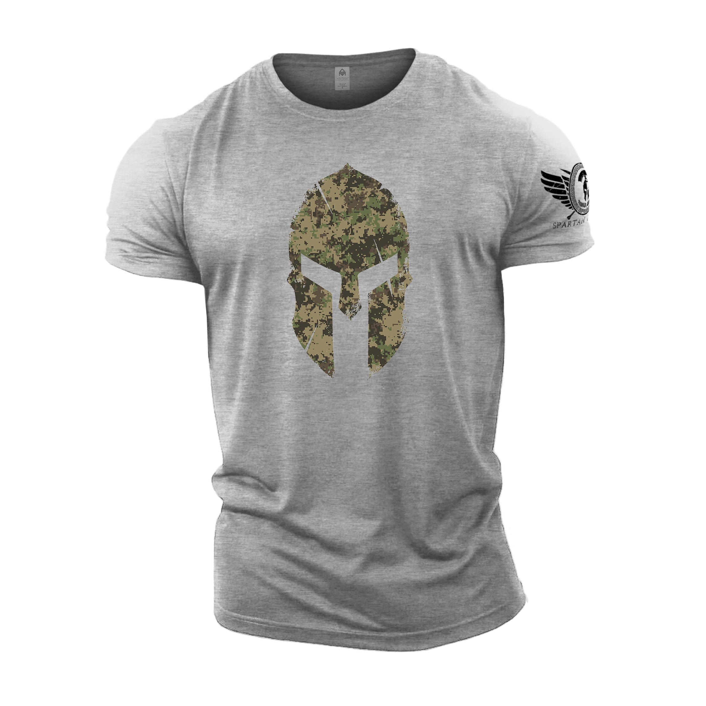 Spartan Helmet Woodland Camo - Gym T-Shirt