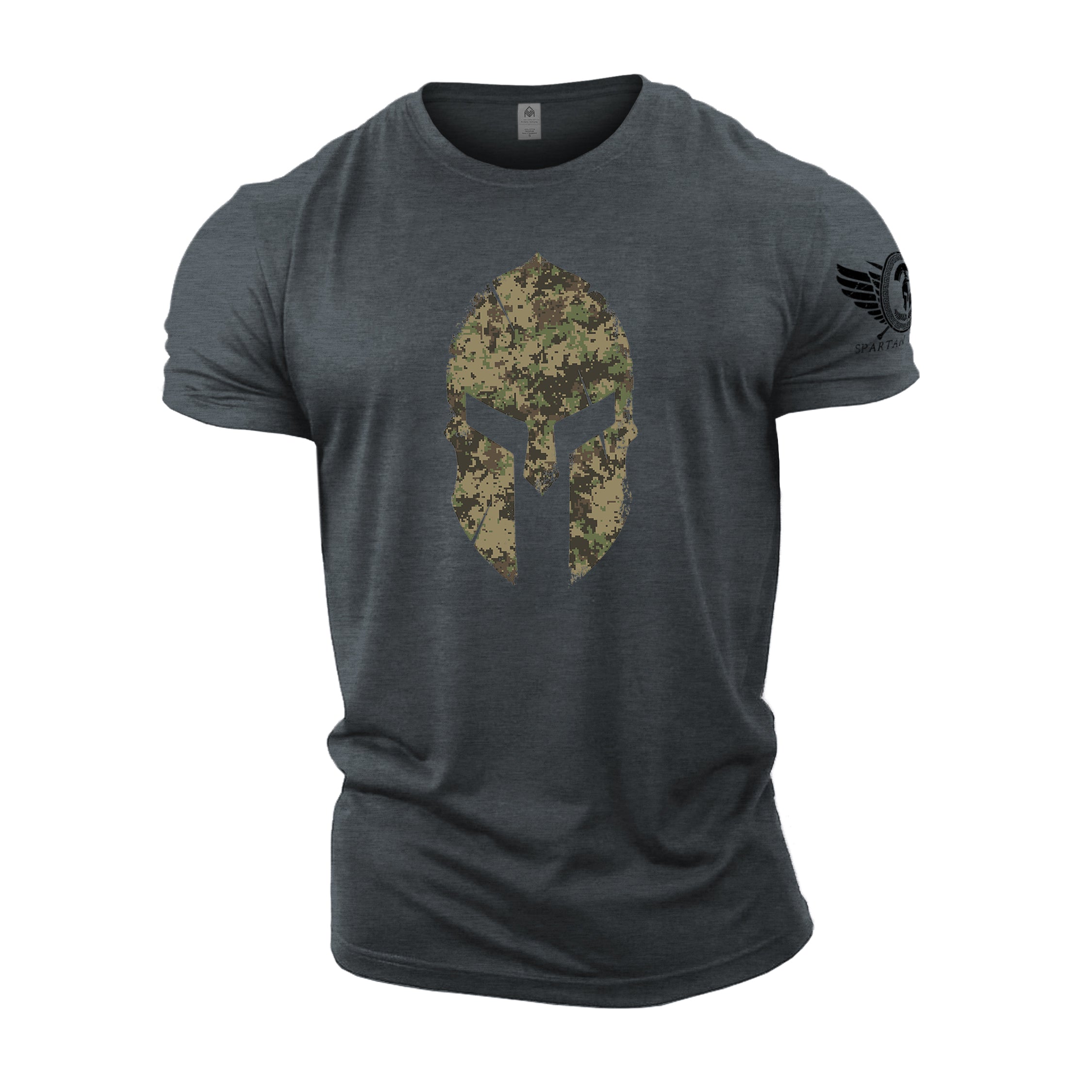 Spartan Helmet Woodland Camo - Gym T-Shirt