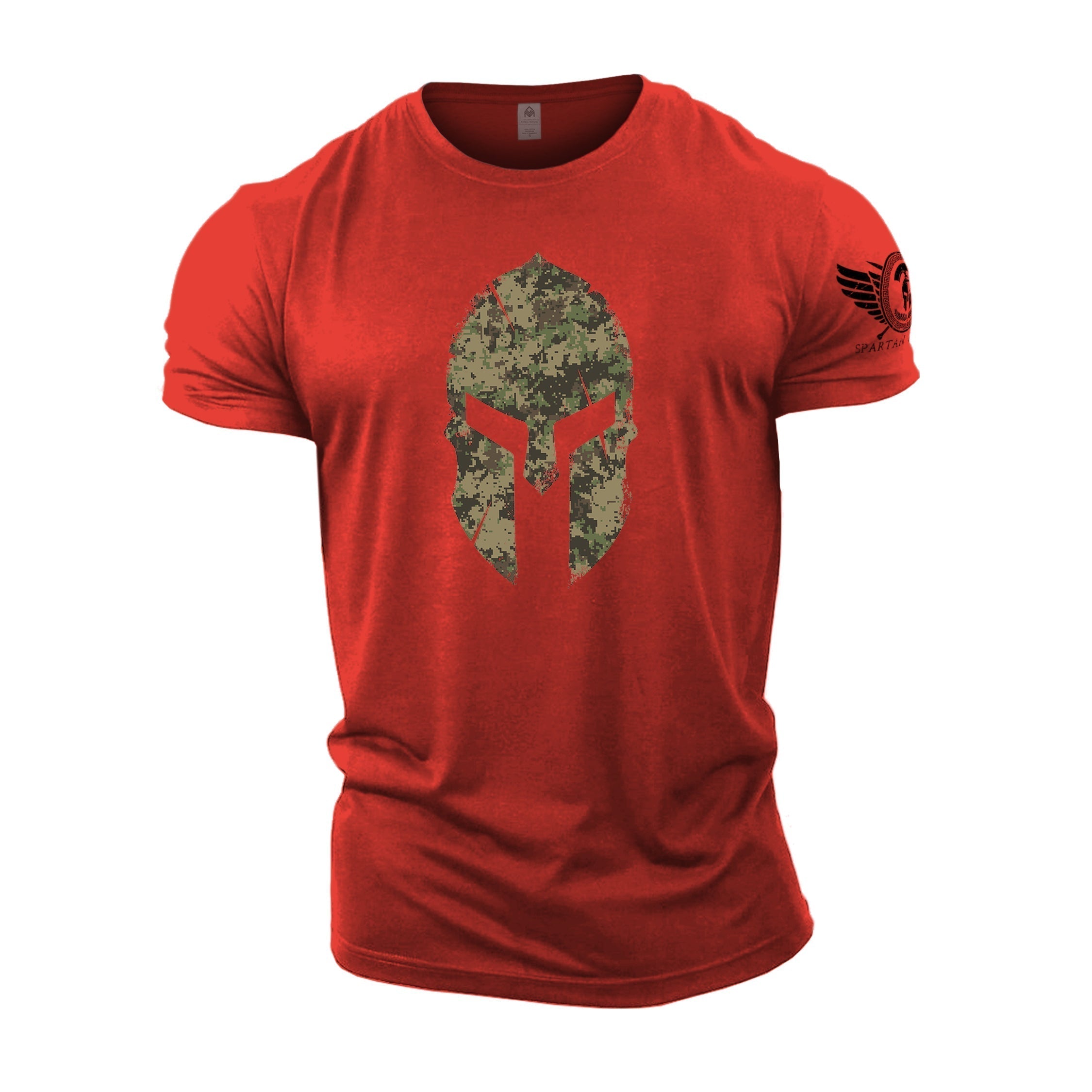 Spartan Helmet Woodland Camo - Gym T-Shirt